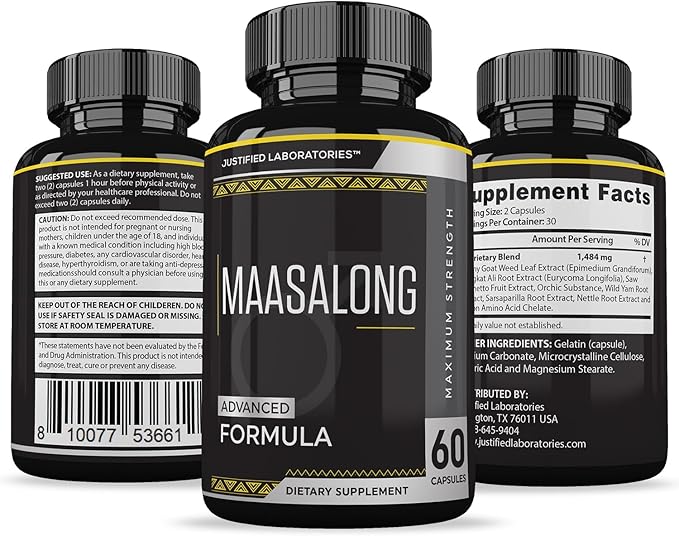 Justified Laboratories Maasalong Advanced Men's Health Masalong Formula 60 Capsules