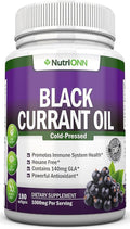Black Currant Oil - 1000 Mg - 180 Softgels - Cold-Pressed Pure Black Currant Seed Oil - Hexane Free - 140mg GLA Per Serving - Regulates Hormonal Balance - Great For Immune System Hair and Skin