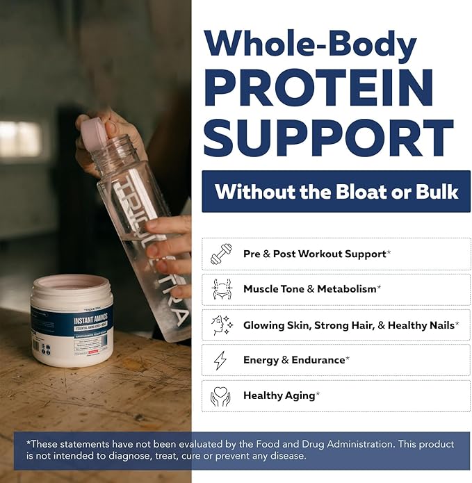 Instant Aminos - EAA+BCAA - 10 Essential Amino Acids Supplement Rapid Absorption Zero Digestion - Supports Lean Muscle Recovery &amp Aging - 321% DIAAS Protein Score - Lemon Lime (30 Servings)