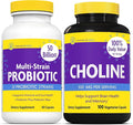 InnovixLabs Choline &amp Multi Probiotic Bundle Choline Bitartrate 550mg (100 Capsules) Multi Strain Probiotics (60 Capsules). Supports Memory Mood Brain Health &amp Boost Cognitive.*