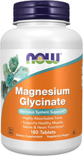 NOW Foods Supplements Magnesium Glycinate 100 mg Highly Absorbable Form 180 Tablets