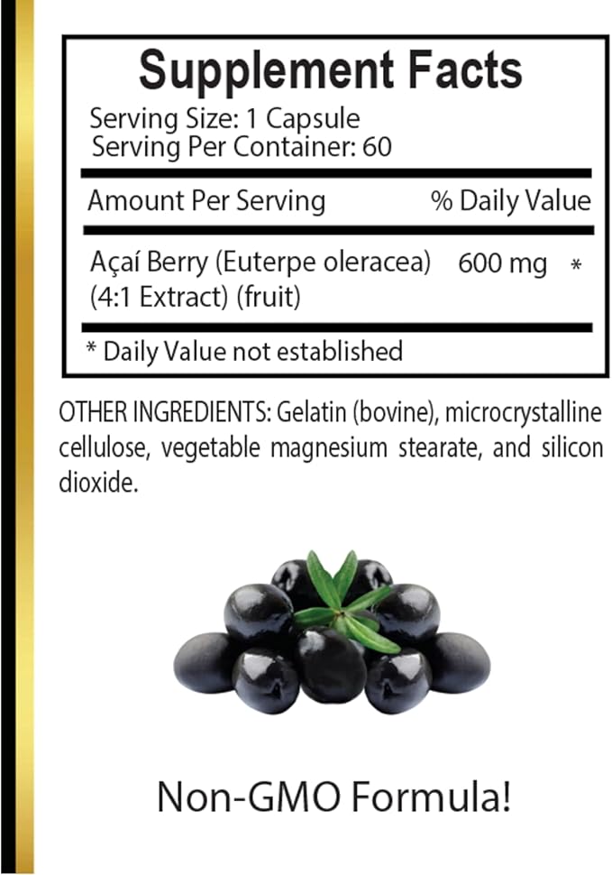 ACAI Berry Extract - High in Nutrient-Dense Antioxidants Made from Brazilian Acai Trees Total Wellness Formula Pure Fruit Extract - 2 Bottles 120 Capsules