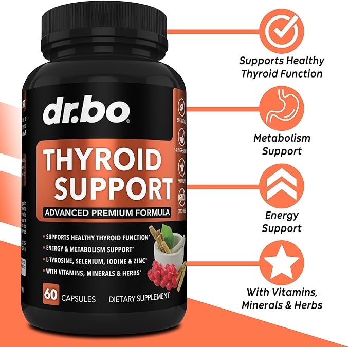 Thyroid Support &amp Myo-Inositol &amp D-Chiro Inositol Supplement Capsules - Natural Support for Metabolism Mood &amp Energy - 40:1 Ratio Hormone Balance for Women Menstrual Cycle Female Health