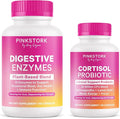 Pink Stork Cortisol Probiotic and Digestive Enzymes Bundle – Supports Digestive and Hormonal Wellness – Ashwagandha and Enzyme Supplement for Women