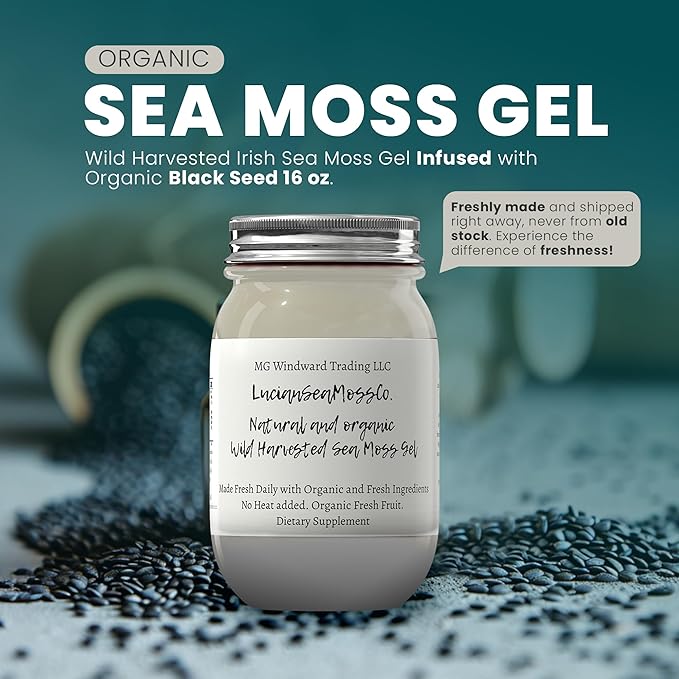 Collagen Infused Organic Certified Wild Harvested Irish Sea Moss Gel | Immune and Digestive Support | Vitamin Mineral Antioxidant Supplements | Skin and Hair Excellence (16oz. Collagen)