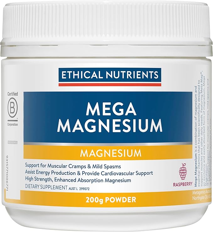 Ethical Nutrients MEGAZORB Mega Magnesium Powder Raspberry 200g