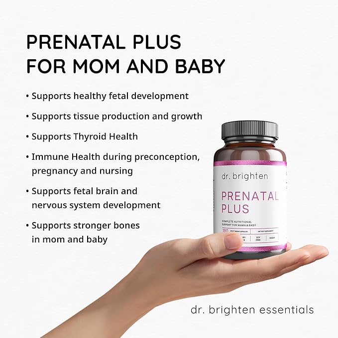 Dr. Brighten Prenatal Plus - Women’s Formulation Active B Vitamins Minerals Antioxidants for Pregnant or Nursing Mothers Non-GMO Vegan No Gluten No Soy - 180 Capsules
