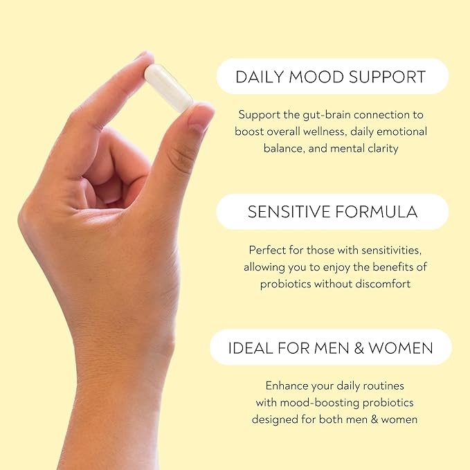 Probiotics - Mood Super Strains Probiotic - Naturally Supports Digestion &amp Mood - Histamine-Free Probiotics w/ L Rhamnosus GG Shelf Stable Probiotic Supplement 60 Day Supply Non-GMO VEGAN