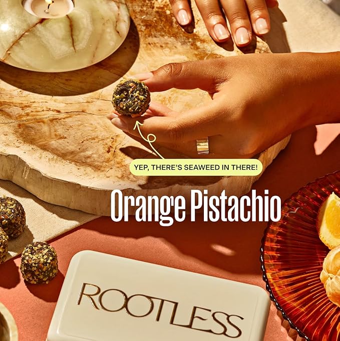 Rootless Seaweed Daily Bites – Orange Pistachio – 1 Month Supply for Hormone &amp Thyroid Health | 100% Daily Iodine Whole Food Ingredients No Added Sugar (4 Pack)