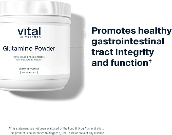 Vital Nutrients Glutamine Powder - Healthy Gastrointestinal Tract Function - Gluten Dairy Soy Free - Non-GMO - 225g/8 oz L-Glutamine Powder