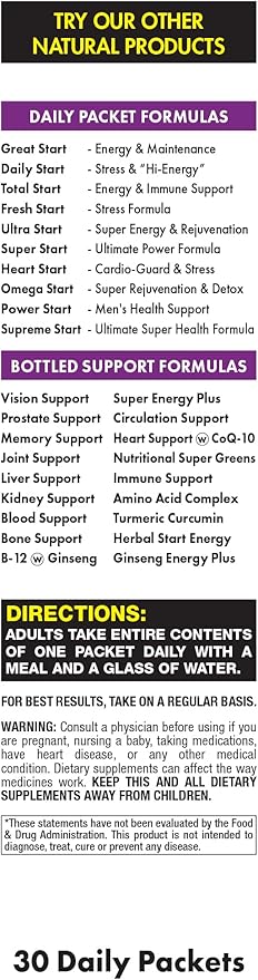 Omega Start All-in-One Daily Vitamin Pack - Total Body &amp Organ Support - Milk Thistle Chanca Piedra Dandelion Nettle Mushroom Complex &amp Antioxidants - 30 Day Supply