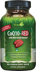 Irwin Naturals CoQ10-RED with Nitric Oxide Booster &amp MCTs – 60 Liquid Soft-Gels – Heart &amp Energy Support