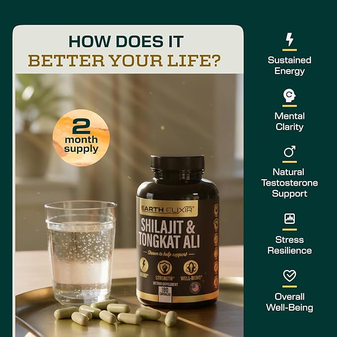 Shilajit and Tongkat Ali for Men and Women – Pure Shilajit Capsules w/High Potency Fulvic Acid &amp Trace Minerals – Shilajit for Men with Natural Testosterone Support for Energy &amp Muscle Growth