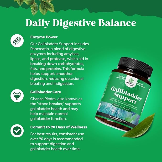 Ox Bile Salts for Gallbladder Support - Purified Bile Salts Supplement with Pancreatin Digestive Enzymes Ox &amp Betaine HCL - Supplements for No Gallbladder &amp Digestive Health 180 Count (Pack of