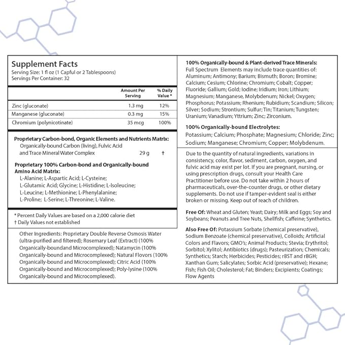 Drucker Labs - intraMIN Organic Liquid Minerals Supplement for Men Women Kids Immune and Muscle Support Non GMO Gluten Free Vegan Electrolytes Sugar Free (32 oz.Unflavored)