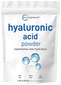 Micro Ingredients Hyaluronic Acid Serum Powder 50 Grams | Low Molecular Weight Cosmetics Grade | Skin Hydration and Moisture Support Supplements | Vegan Water Soluble (Within 2 Hours)