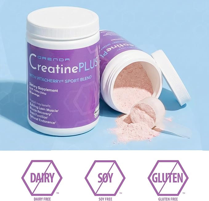 Orenda CreatinePLUS Powder - 60 Servings (2-Month Supply) - 5g Creavitalis® Creatine + VitaCherry® Sport - Recovery Strength &amp Brain Care - 11.64oz