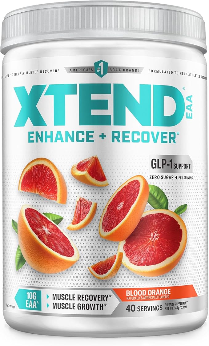 Xtend Scivation EAA + BCAA Powder | Muscle Recovery &amp Lean Muscle Growth | 9 Essential Amino Acids for Intra Workout or Post Workout Recovery | 10g EAAs Per 2 Servings | Blood Orange 40 Servings