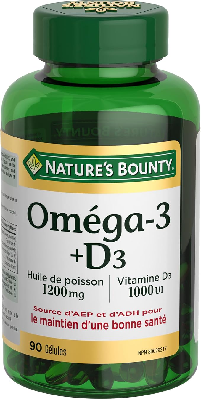 Nature's Bounty Omega-3 + D3 Fish Oil 1200mg / Vitamin D3 1000IU 90 softgels