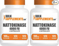 BulkSupplements.com Nattokinase 4000 FU Capsules - Nattokinase Supplement Sourced from Natto Extract Nattokinase 100mg - Gluten Free 1 Capsule per Serving 120 Capsules (Pack of 2)