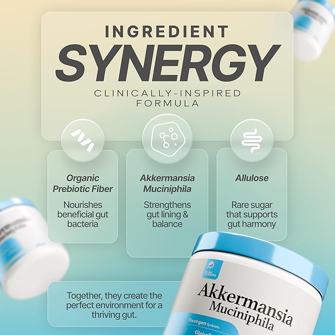 Akkermansia Powder | 5 Billion AFU per Scoop 93 Servings | Akkermansia Muciniphila with Prebiotic Fiber | Gut Health Microbiome &amp Metabolic Support Unflavored (93 Servings)