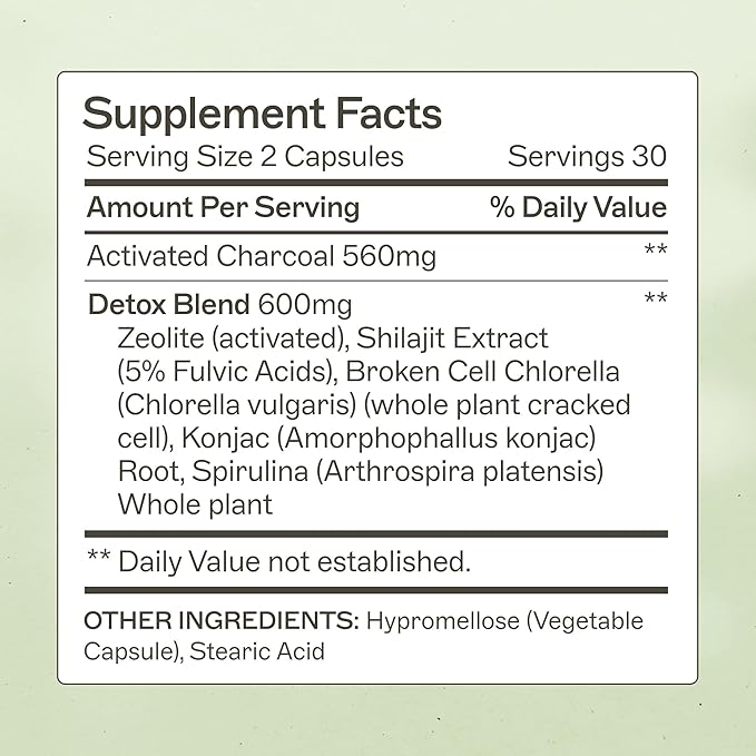 Coconut Charcoal Capsules from The Myers Way Protocol - Natural Activated Charcoal Gas Reliever &amp Support for Affects of Mold/Toxins - Dietary Supplement 60 Capsules 30 Servings - Dr. Amy Myers
