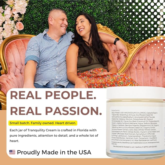 Rooted In Relief Magnesium Cream – 500mg Magnesium Chloride per Teaspoon – Enriched with Arnica Comfrey &amp Botanical Blend – Targeted Muscle Support &amp Topical Relaxation – 4 oz Glass Jar