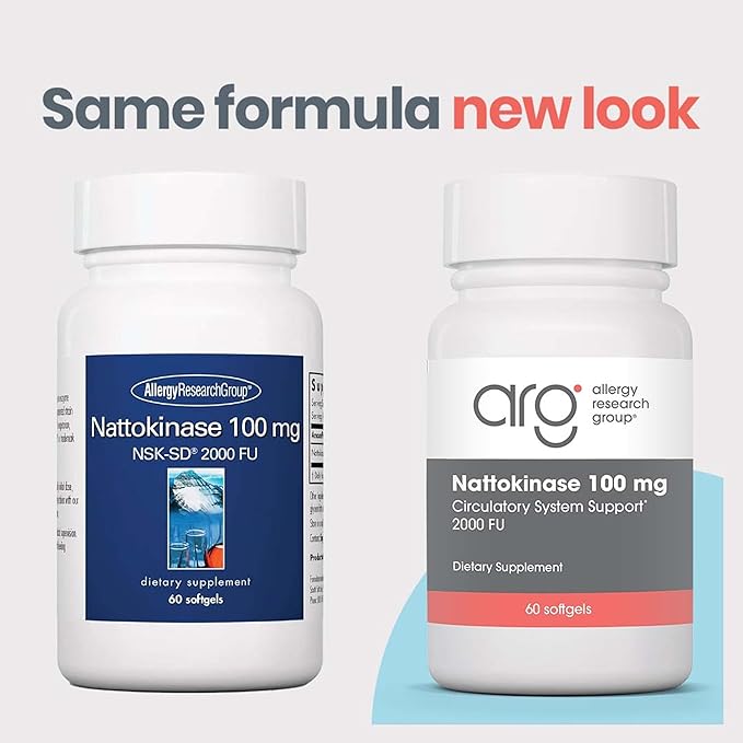Allergy Research Group - Nattokinase Supplement NSK-SD 2000 FU 100mg - Cardiovascular/Circulatory Health - 60 Softgels