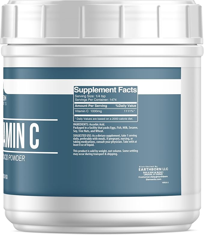 Earthborn Elements Vitamin C Powder 3.25 lb Ascorbic Acid Dietary Supplement