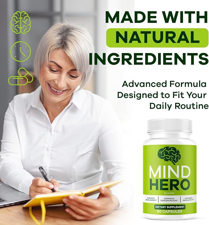 (2 Pack) Mind Hero Capsules - Brain Health and Memory Support Advanced Formula MindHero Focus Pills Daily Support Natural Cognitive Function for Overall Health &amp Wellness 120 Capsules for 2 Mont