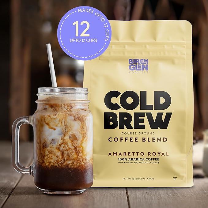 Birch Glen Roasters Cold Brew Coffee | Flavored Coarse Ground Coffee | Medium Roast | Artisanal Roasting | 100% Arabica |1 LB Bag | Tiramisu