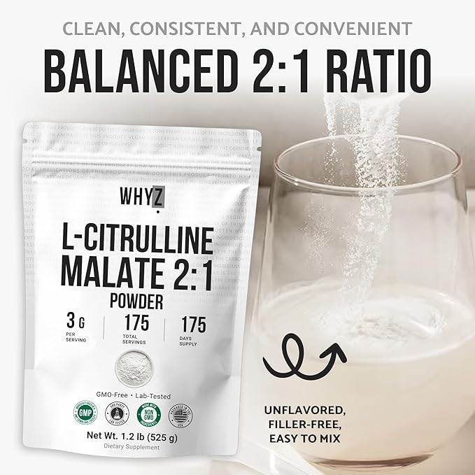 L-Citrulline Malate 2 : 1 Powder Unflavored L Citrulline Malate Nitrate-Rich Dissolves Easily Pure Amino Acid Citrulline Supplement Supports Endurance &amp Strength Vegan Friendly Daily Use 1.2 lb(5