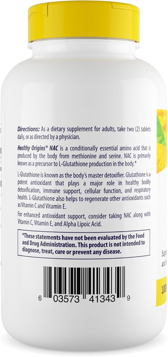 Healthy Origins NAC (N-Acetyl Cysteine) 1000 MCG for Immune Health &amp Cellular Function - 240 Tables