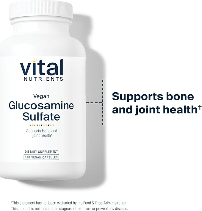 Vital Nutrients Vegan Glucosamine Sulfate 750mg - Healthy Cartilage Mobility and Joint Support Supplement - Vegetable Source of Glucosamine - Gluten Dairy Soy Free - Non-GMO - 60 Capsules