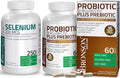 Bronson Probiotic 50 Billion CFU + Prebiotic with Apple Polyphenols &amp Pineapple Fruit Extract + Selenium 200 Mcg for Immune System Thyroid Prostate and Heart Health