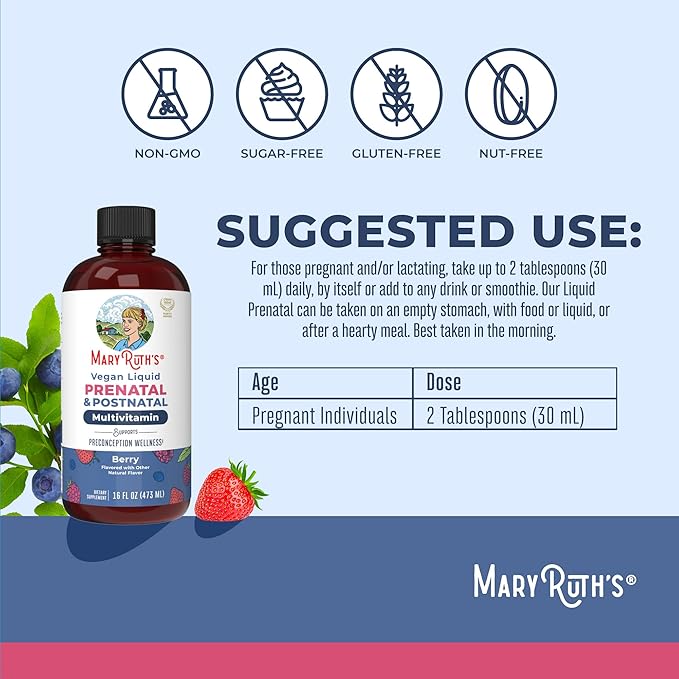 MARYRUTH'S Postnatal &amp Prenatal Vitamins for Women | Sugar Free | Womens Multivitamin for Pre-Conception Pregnancy &amp Nursing | Ginger | Selenium | Folate | Vegan | Non-GMO | Gluten Free | 16