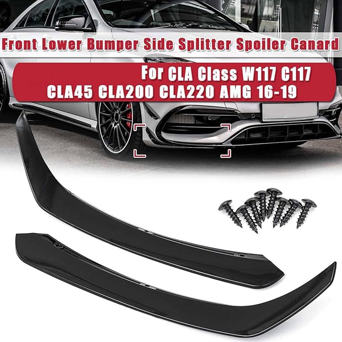4X Car Front Lower Bumper Side Spaoiler for - CLA- W117 C117 CLA45 CLA200 CLA220