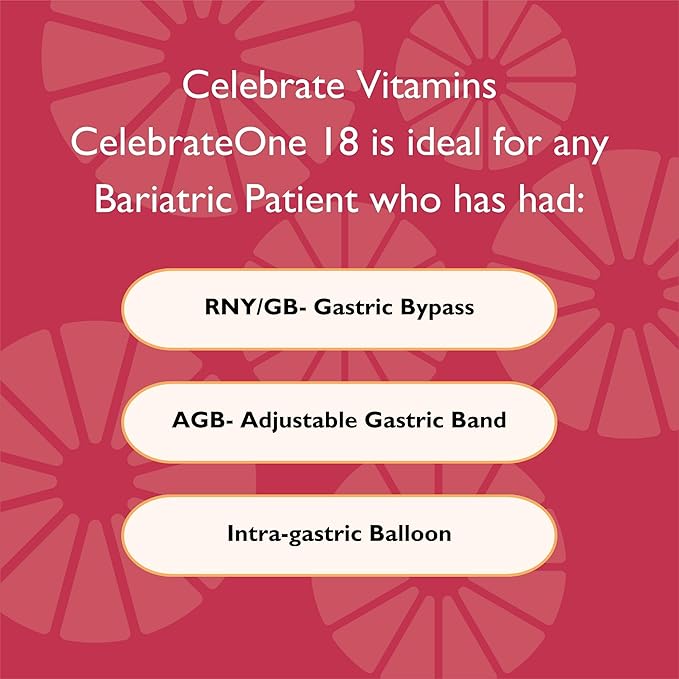 Celebrate Vitamins CelebrateONE 18 Chewables 18mg Iron - Once Daily Bariatric Multivitamin Essential Vitamins &amp Minerals - Gastric Bypass &amp Sleeve Gastrectomy Supplement - Black Cherry (90 T
