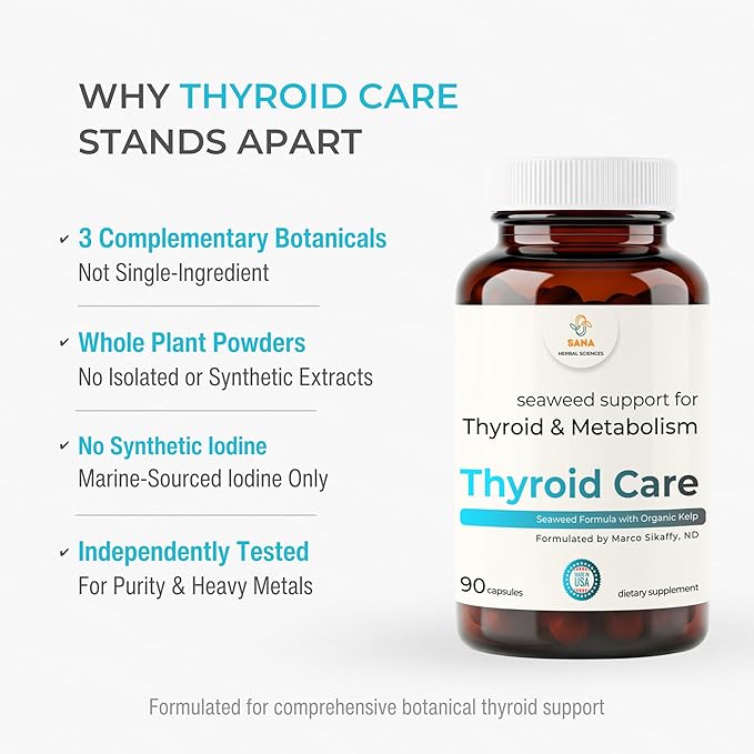 Thyroid Support Supplement for Women &amp Men – Organic Seaweed Iodine Formula with Kelp Bladderwrack &amp Dulse – Plant-Based No Synthetic Iodine – Supports Healthy Thyroid Function – 90 Capsules