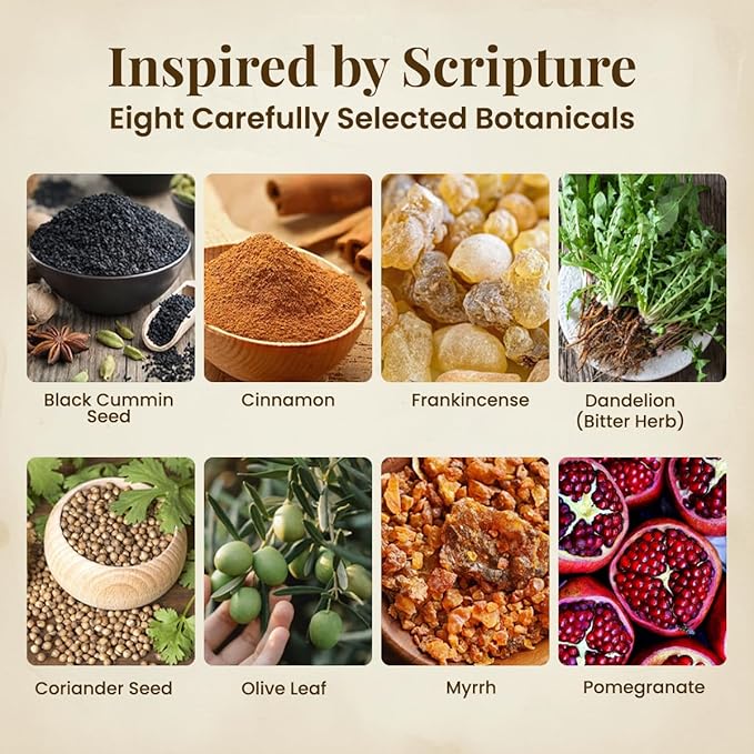 The Bible Supplement – Faith-Based Herbal Supplement with Eight Scriptural Ingredients for Daily Use – Embrace Tradition with Biblical Herbal Supplements for Everyday Life