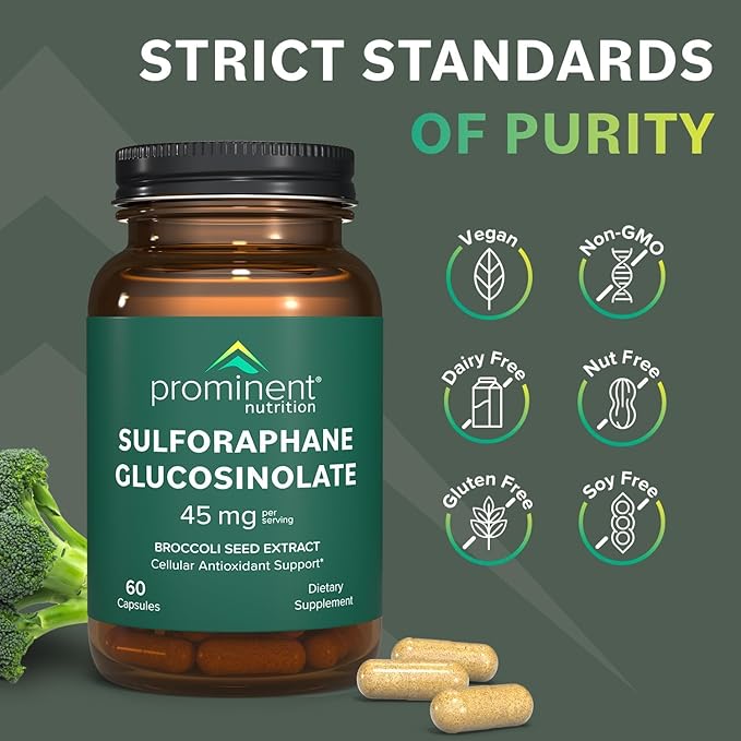 Prominent Nutrition Sulforaphane Glucosinolate Supplement Cellular Antioxidant Support 45 mg 30 Day Supply - 1 Pack