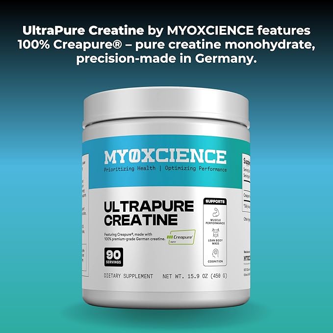 MYOXCIENCE Creapure® Creatine | 5 Grams German Creatine Monohydrate Per Serving | Supports Muscle Performance Lean Body Mass &amp Cognition (90 Serving Jar)
