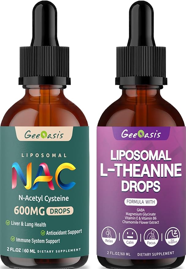 Liposomal Liquid NAC &amp L Theanine Drops N Acetyl Cysteine 600 mg &amp Theanine 400 mg for Kids &amp Adults