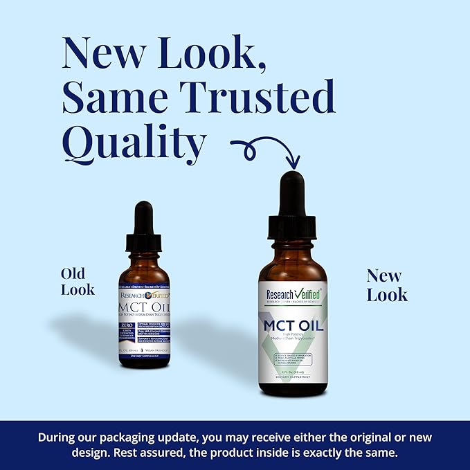 Research Verified 100% MCT Oil - 2 Fl. Oz. - 1 Bottle - Vegan Friendly
