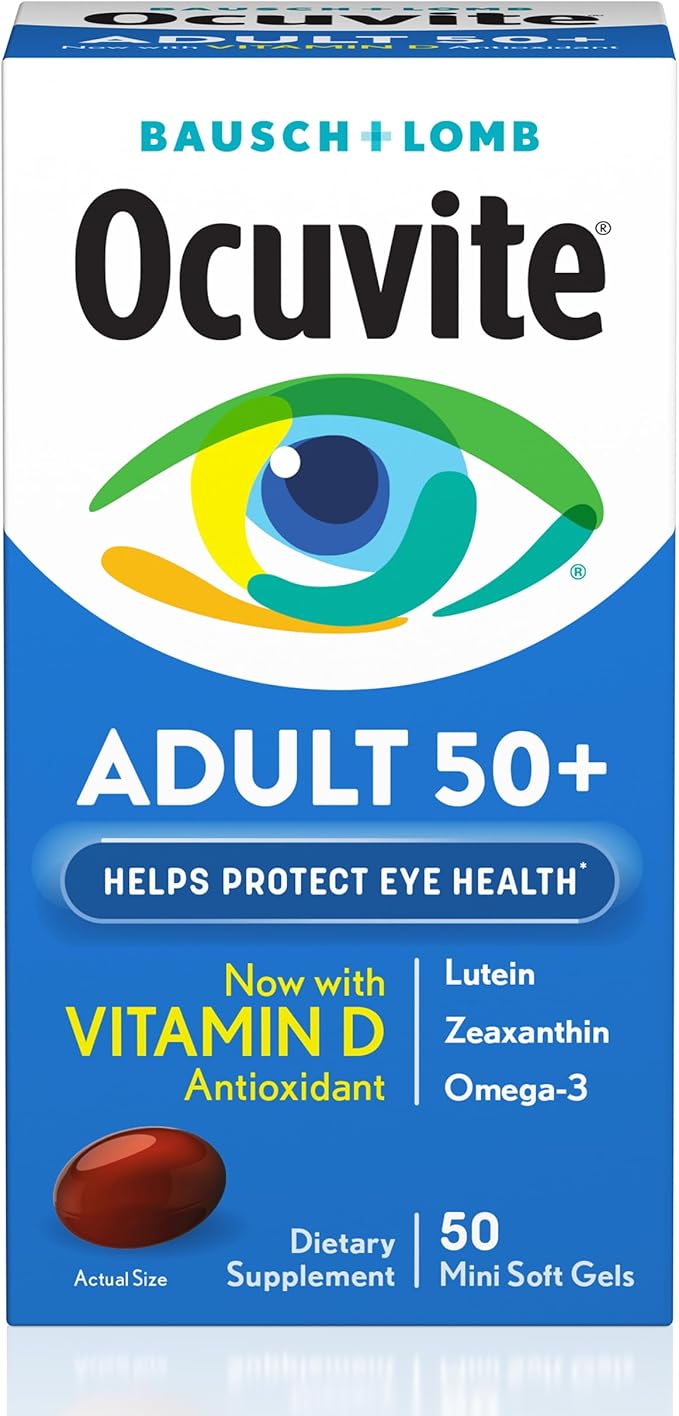 Ocuvite 50+ Eye Vitamin &amp Mineral Supplement Multivitamin for Vision &amp Ocular Health with Omega-3 Zinc Vitamins C &amp E Lutein &amp Zeaxanthin Zinc Supplements for Women and Men 50 So