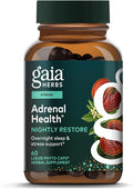 Gaia Herbs Adrenal Health Nightly Restore - Herbal Supplement with Ashwagandha Magnolia Bark Cordyceps Lemon Balm &amp More* - 60 Vegan Liquid Phyto-Caps (30 Servings)