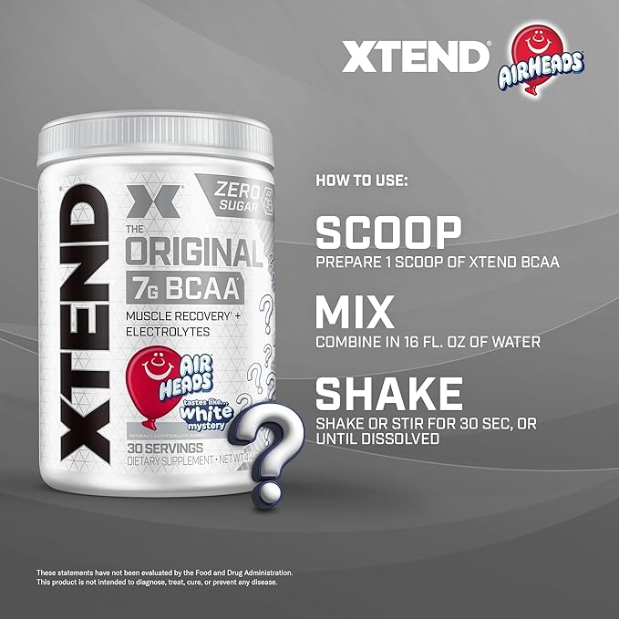 Scivation Xtend XTEND Original BCAA Powder Airheads Candy Flavor 7g BCAA and 2.5g L-Glutamine Sugar Free Post Workout Muscle Recovery Drink with Amino Acids for Men &amp Women 30 Servings