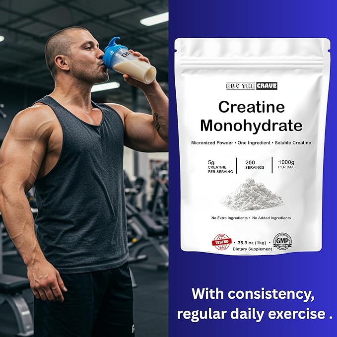 Ultra-Pure Micronized Creatine Monohydrate Powder - Maximize Strength Power and Muscle Growth - Unflavored Gluten-Free (200 Servings 1000g)