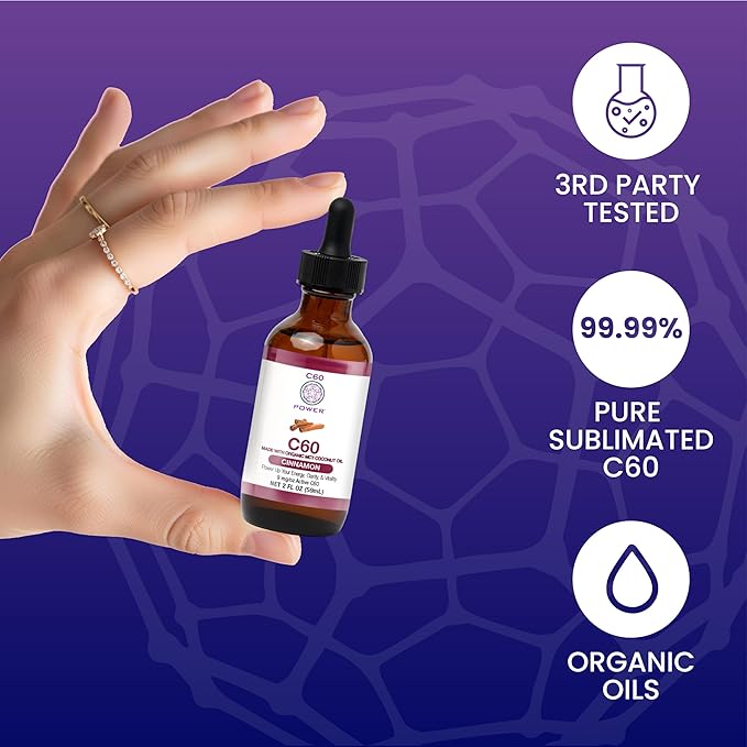 C60 Purple Power Cinnamon Flavored C60 In Organic Mct Coconut Oil - Natural Wellness &amp Antioxidant Support For Men &amp Women 99.99% Pure Sublimated C60 Promotes Energy Clarity &amp Stamina