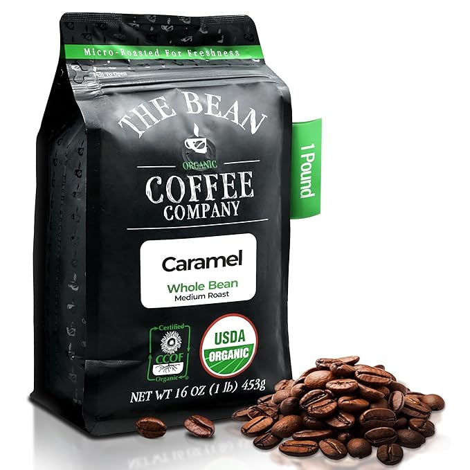 The Bean Organic Coffee Company Caramel Medium Roast Whole Bean Coffee 16-Ounce Bag